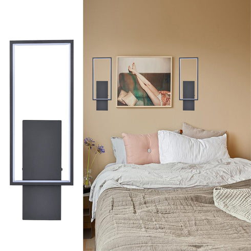 Modern Black Metal LED Wall Sconce with Rectangle Aluminum Shade Neutral Light 4000K