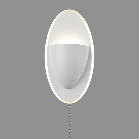 White Bedside LED-15W-4000K Wall Light, Simple and Small Wall Sconce with Pull Chain Switch