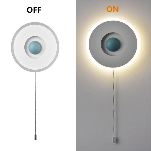 Modern Round Acrylic LED Wall Sconce 18W-4000K with Pull Chain Switch