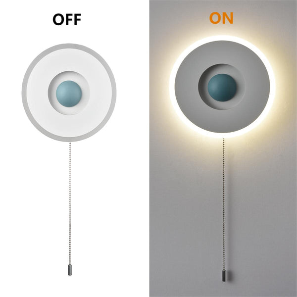 Modern Round Acrylic LED Wall Sconce 18W-4000K with Pull Chain Switch