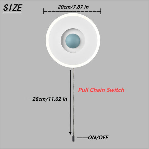 Modern Round Acrylic LED Wall Sconce 18W-4000K with Pull Chain Switch