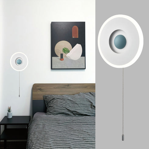 Modern Round Acrylic LED Wall Sconce 18W-4000K with Pull Chain Switch