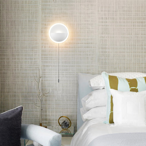 Simple Round Acrylic LED Wall Sconce 8.5W-4000K with Pull Chain Switch