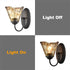 Rustic Finish Wall Sconce Vintage Vanity Light with Amber Glow Glass Shade Set of 2
