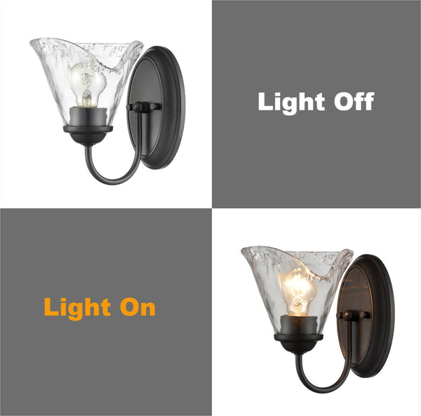 Rustic Finish Wall Sconce Vintage Vanity Light with Clear Glass Shade Set of 2