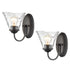 Rustic Finish Wall Sconce Vintage Vanity Light with Clear Glass Shade Set of 2