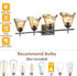 Vintage Style Wall Lamp 4 Light Bathroom Vanity Light with Amber Glow Glass Shade