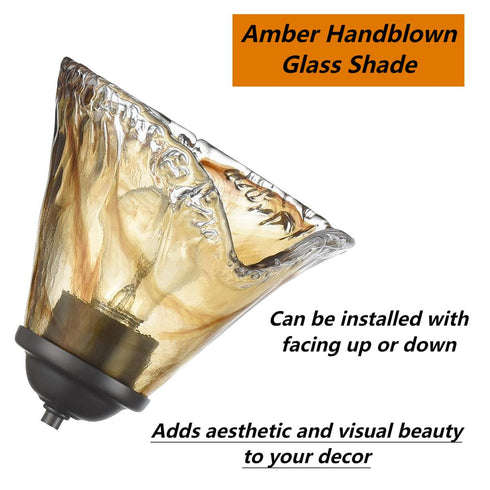 Vintage Style Wall Lamp 4 Light Bathroom Vanity Light with Amber Glow Glass Shade