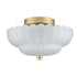3-light Modern Gold Metal with Scalloped Milk Glass Semi Flush Mount Ceiling Light for Living Room