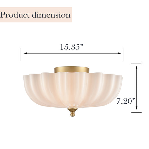 Gold 3-Light Ceiling Light Brass with Milk Glass