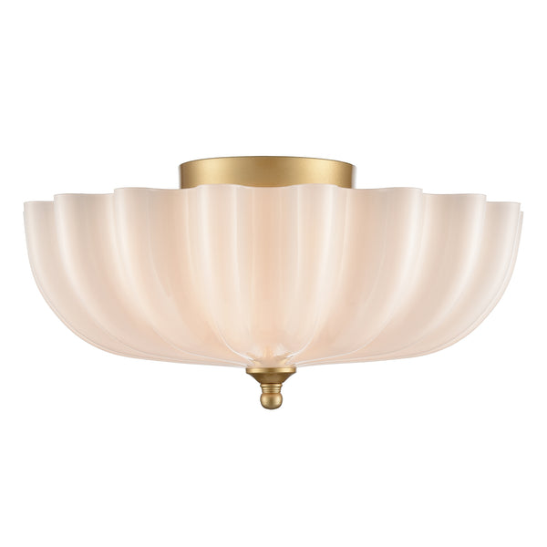 Gold 3-Light Ceiling Light Brass with Milk Glass
