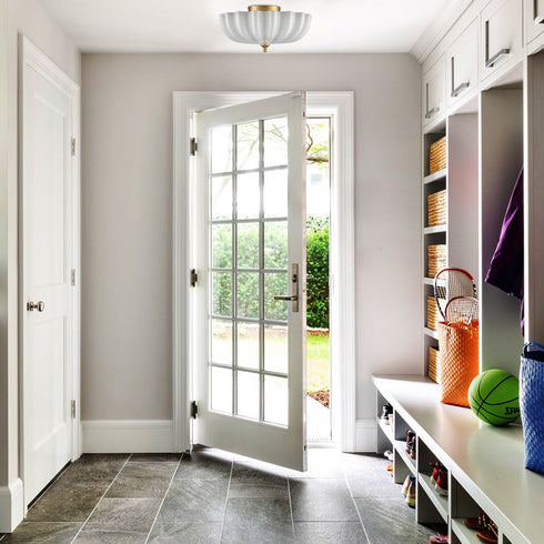 Gold 3-Light Ceiling Light Brass with Milk Glass