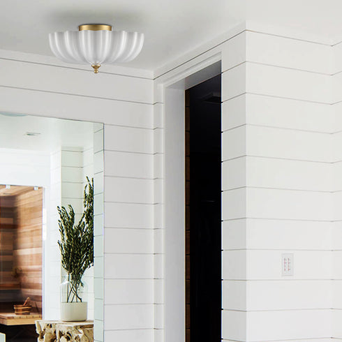 Gold 3-Light Ceiling Light Brass with Milk Glass