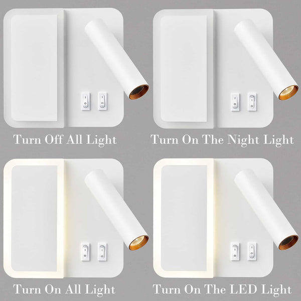 Modern LED Wall Sconce Indoor White Wall Light with Switch