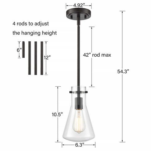 ORB Pendant Light Clear Glass Hanging Ceiling Light Fixture