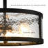 Farmhouse Semi Flush Mount Ceiling Light with Hammered Glass 3- Light