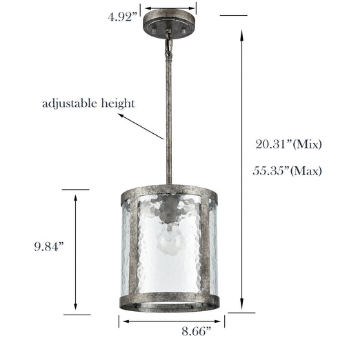 Rustic Pendant Lighting Farmhouse Pendant Light Kitchen Island Glass Shade 1-Light