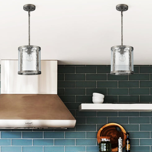 Rustic Pendant Lighting Farmhouse Pendant Light Kitchen Island Glass Shade 1-Light