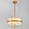 Mid Century Modern Drum Chandelier Pendant Light with Fabric Shade