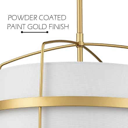 Mid Century Modern Drum Chandelier Pendant Light with Fabric Shade