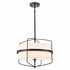 Farmhouse Black Drum Chandelier Light with Fabric Shade