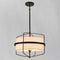 Farmhouse Black Drum Chandelier Light with Fabric Shade