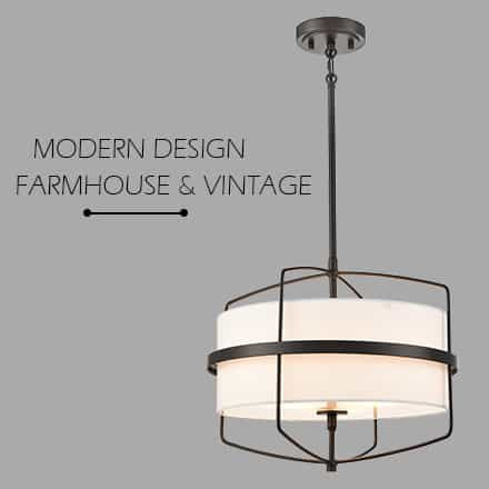 Farmhouse Black Drum Chandelier Light with Fabric Shade