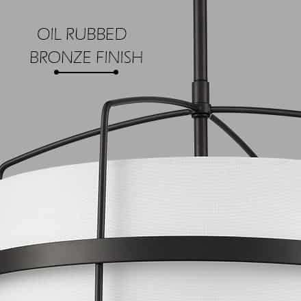 Farmhouse Black Drum Chandelier Light with Fabric Shade