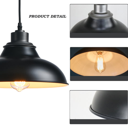Black Pendant Light Fixture Dome Kitchen Islands Hanging Light