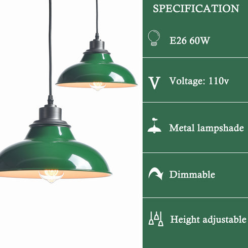 Green Pendant Light Fixture Dome Kitchen Islands Hanging Light