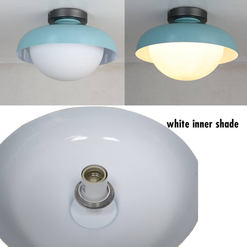 Modern Sea Green Barn Ceiling Light Fixture Opal Glass Shade
