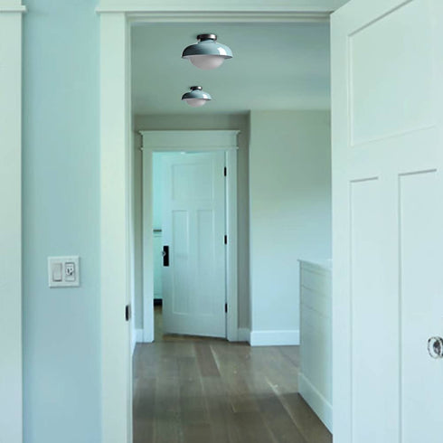 Modern Sea Green Barn Ceiling Light Fixture Opal Glass Shade