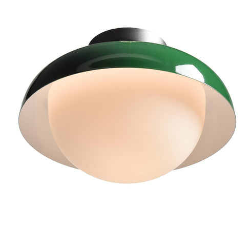 Modern Green Barn Ceiling Light Fixture Opal Glass Shade