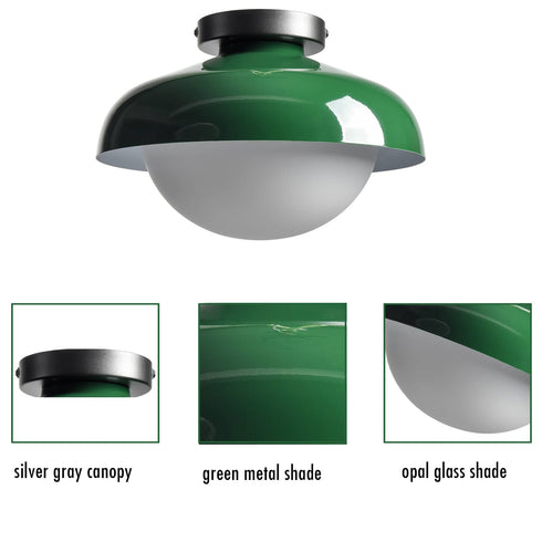 Modern Green Barn Ceiling Light Fixture Opal Glass Shade