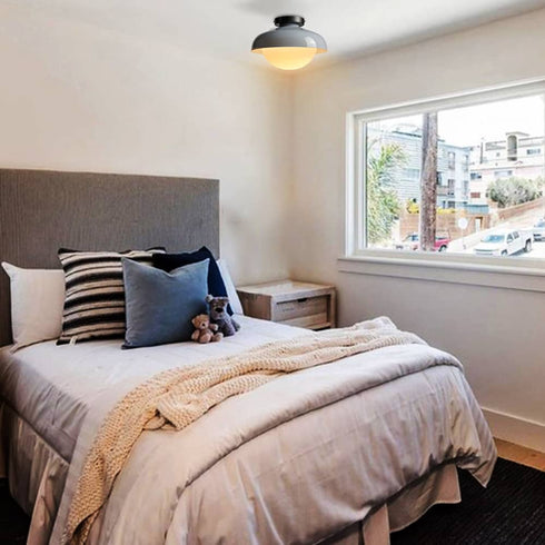 Modern White Barn Ceiling Light Fixture Opal Glass Shade