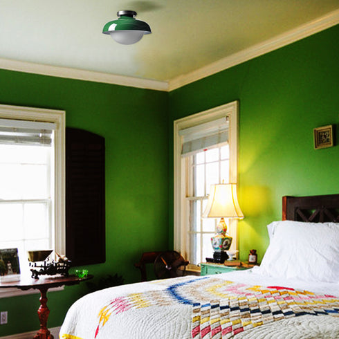 Modern Green Barn Ceiling Light Fixture Opal Glass Shade