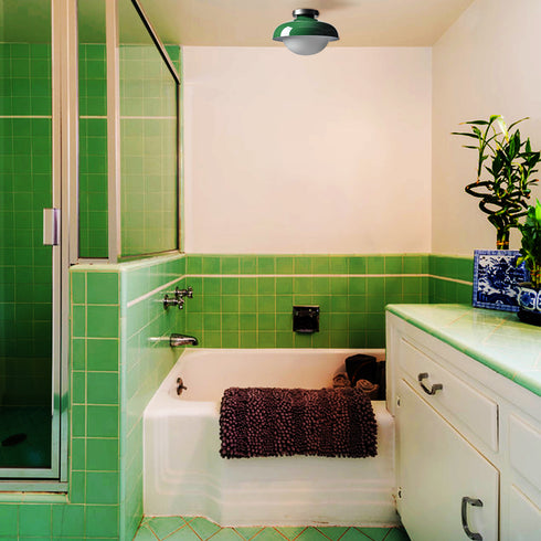 Modern Green Barn Ceiling Light Fixture Opal Glass Shade