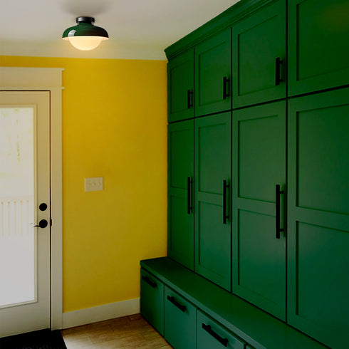 Modern Green Barn Ceiling Light Fixture Opal Glass Shade