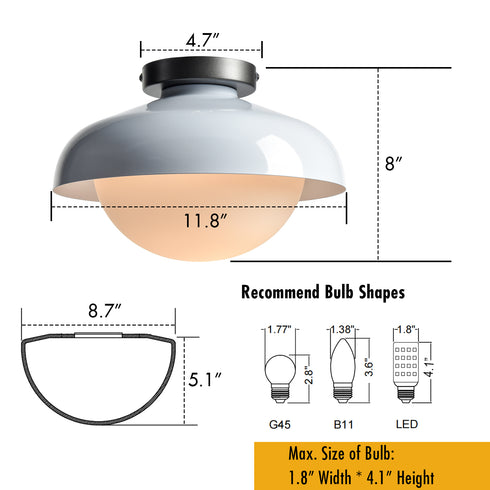 Modern White Barn Ceiling Light Fixture Opal Glass Shade