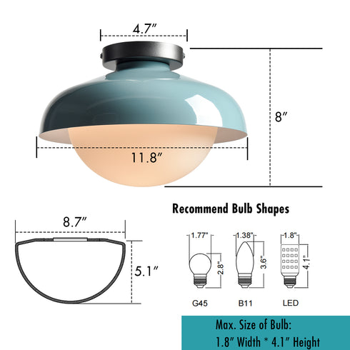 Modern Sea Green Barn Ceiling Light Fixture Opal Glass Shade