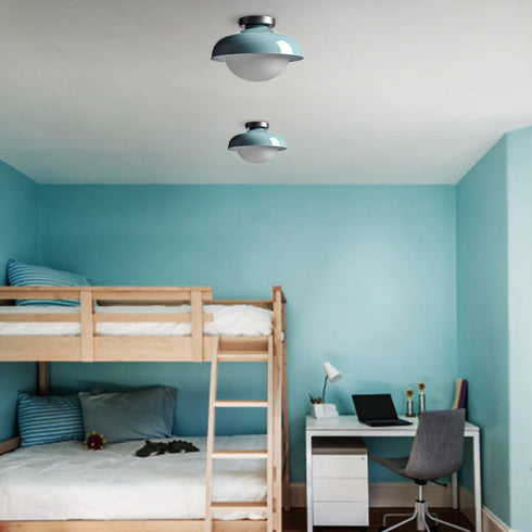 Modern Sea Green Barn Ceiling Light Fixture Opal Glass Shade