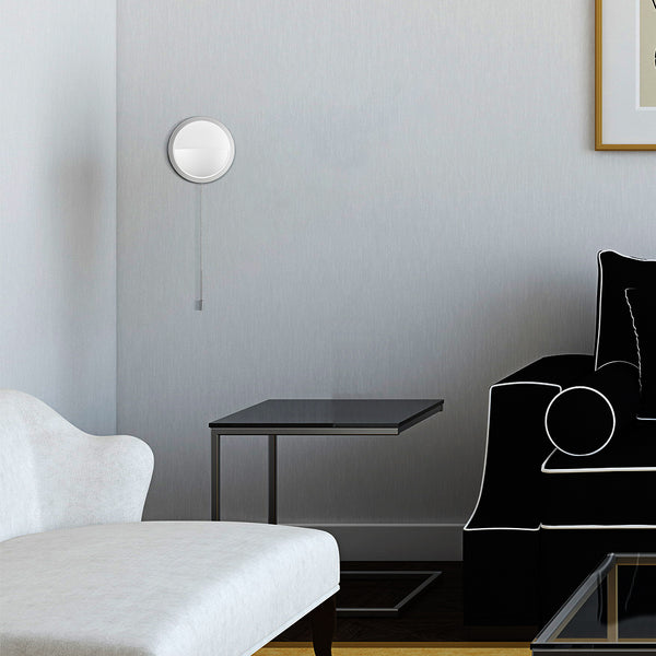 Simple Round Acrylic LED Wall Sconce 8.5W-4000K with Pull Chain Switch
