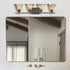 Vintage Style Wall Lamp 4 Light Bathroom Vanity Light with Amber Glow Glass Shade