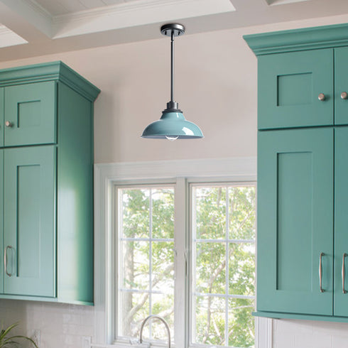 Sea Green Pendant Light Fixture Modern Kitchen Islands Pendant Light Metal Rod
