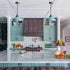 Sea Green Pendant Light Fixture Modern Kitchen Islands Pendant Light Metal Rod