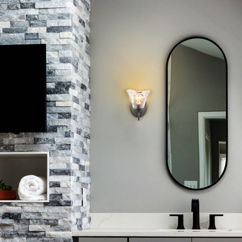 Rustic Finish Wall Sconce Vintage Vanity Light with Clear Glass Shade Set of 2