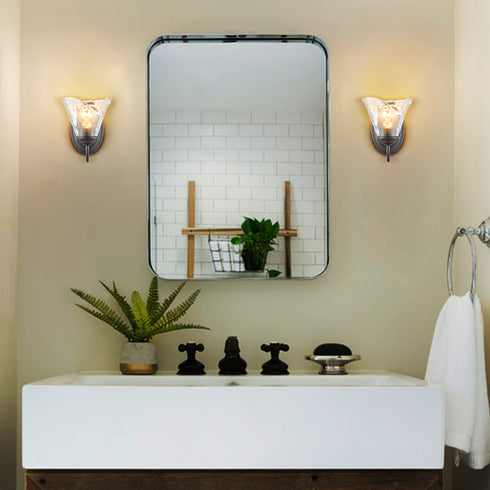 Rustic Finish Wall Sconce Vintage Vanity Light with Clear Glass Shade Set of 2