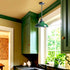 Green Pendant Light Fixture Dome Kitchen Islands Hanging Light Metal Rod