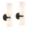 Pitigliano 2-pack black wall sconces with milky white glass
