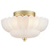 3-light Modern Gold Metal with Scalloped Milk Glass Semi Flush Mount Ceiling Light for Living Room